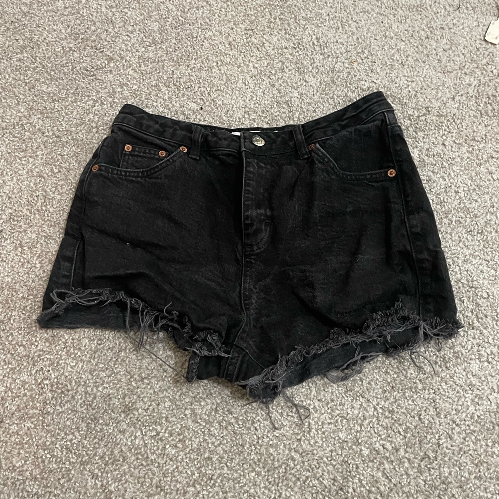Topshop black denim shorts